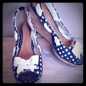 Sperry top sider cork wedges sz 8.5m blue white